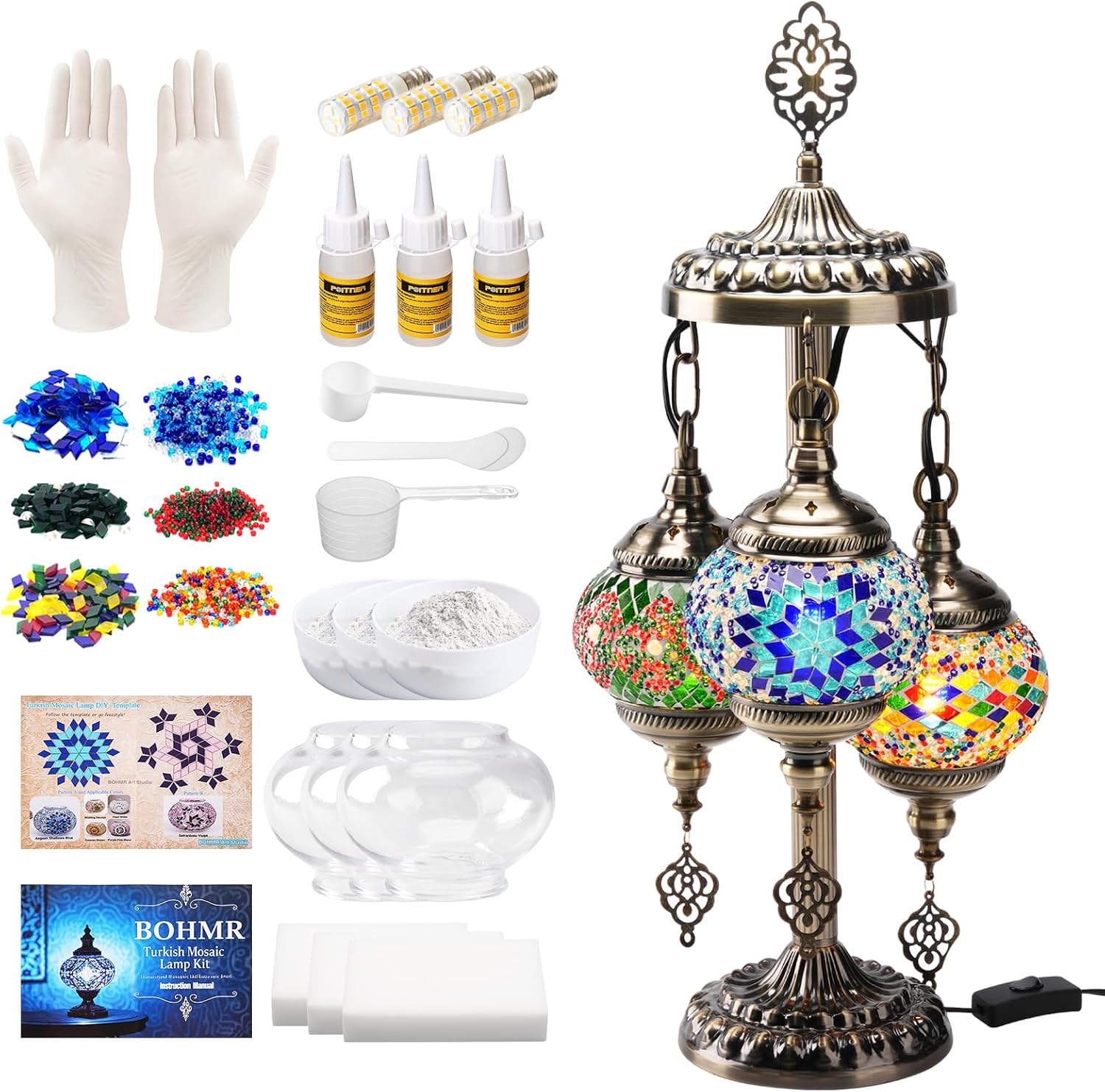 Art Craft Making - DIY 3 Globe Turkish Mosaic Lamp