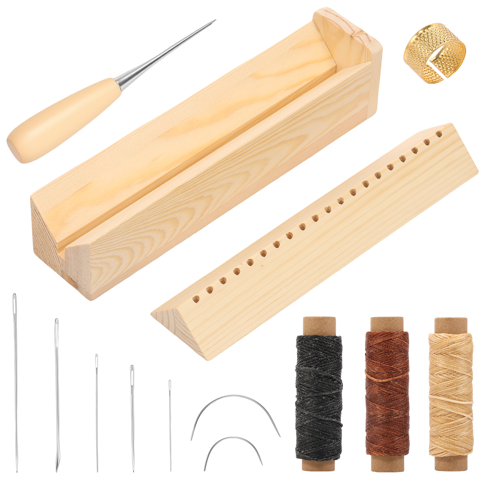 Bookbinding Supply Kit - Wood Bookbinding Punching Cradle with Piercing
