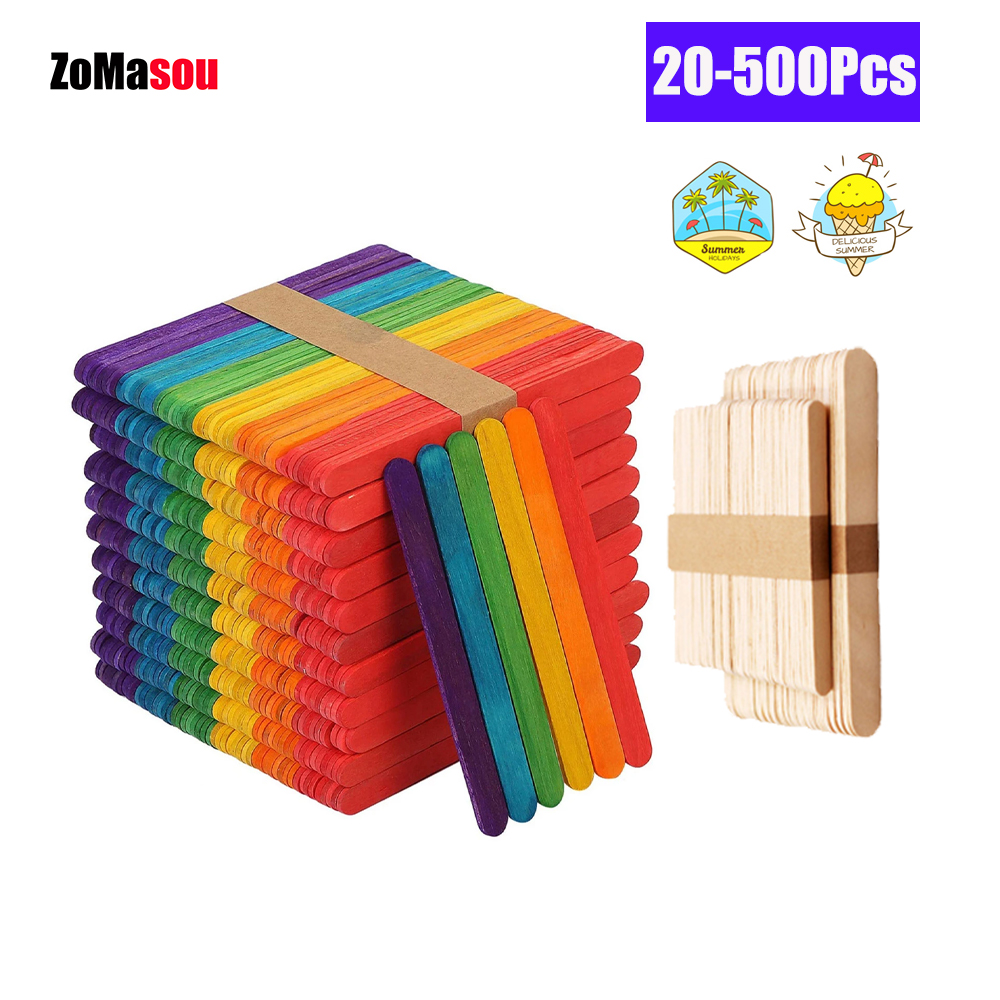 Art Craft Ice Cream - 20/100/500Pcs Ice Cream Popsicle Sticks Natural