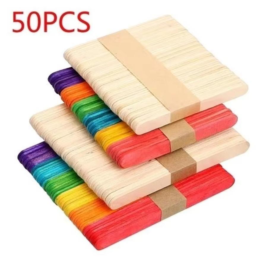 50 Pcs Lot Natural Colored Woo - Art Craft Ice Cream 评论和价格