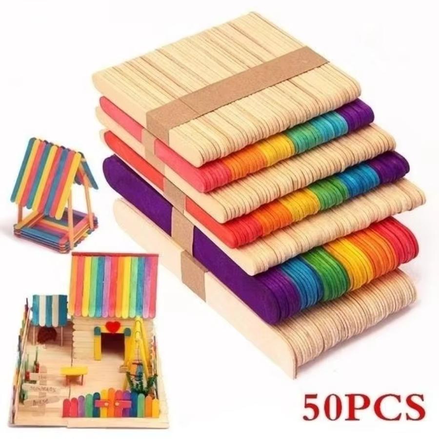 50 Pcs Lot Natural Colored Woo - Art Craft Ice Cream 评论和价格