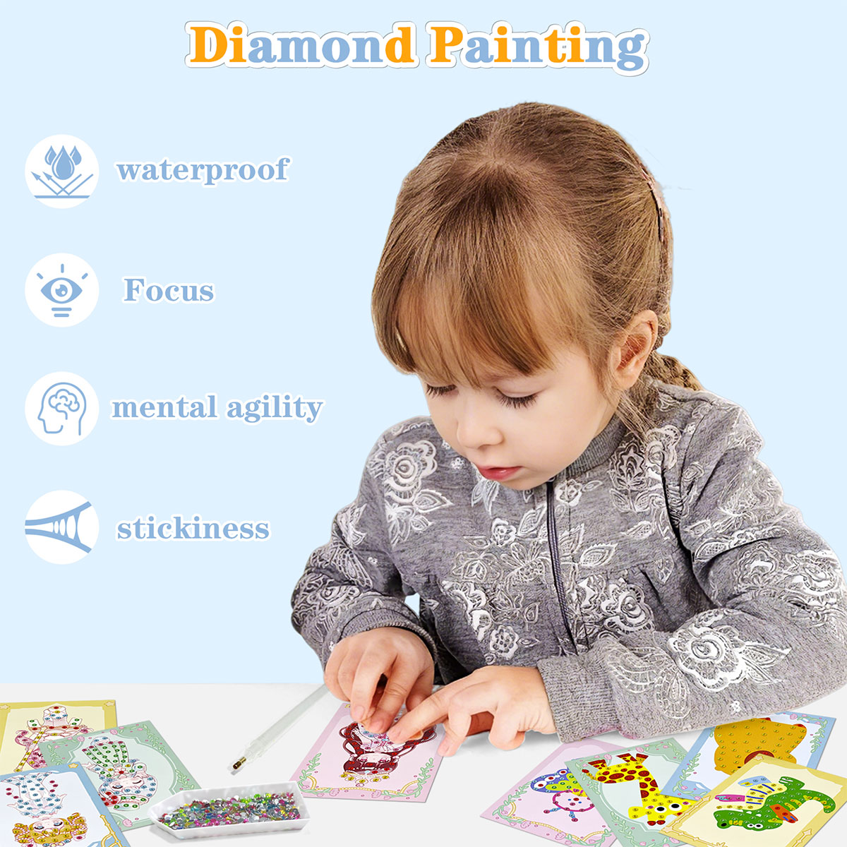 16 Pcs Gem Kit DIY Arts Crafts - Art Craft Animals 评论和价格
