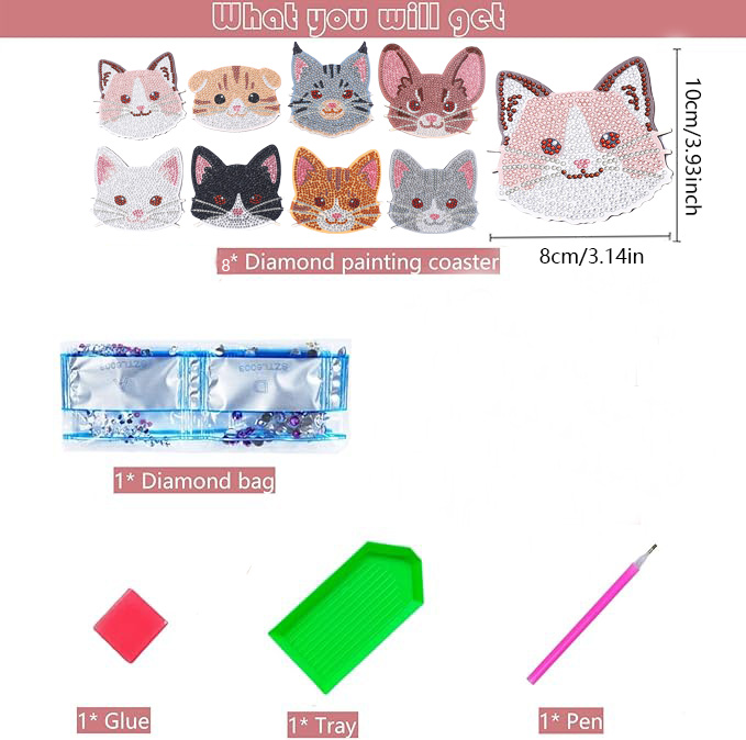 8 Pieces DIY Diamond Painting  - Art Craft Animals 评论和价格