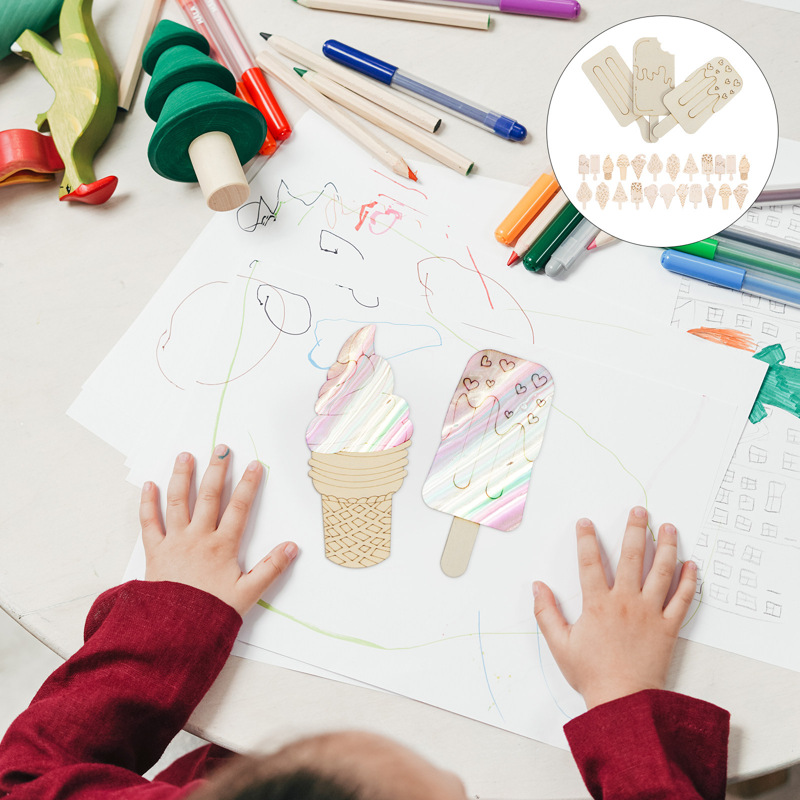 70Pcs Wooden Ice Cream Wooden  - Art Craft Ice Cream 评论和价格