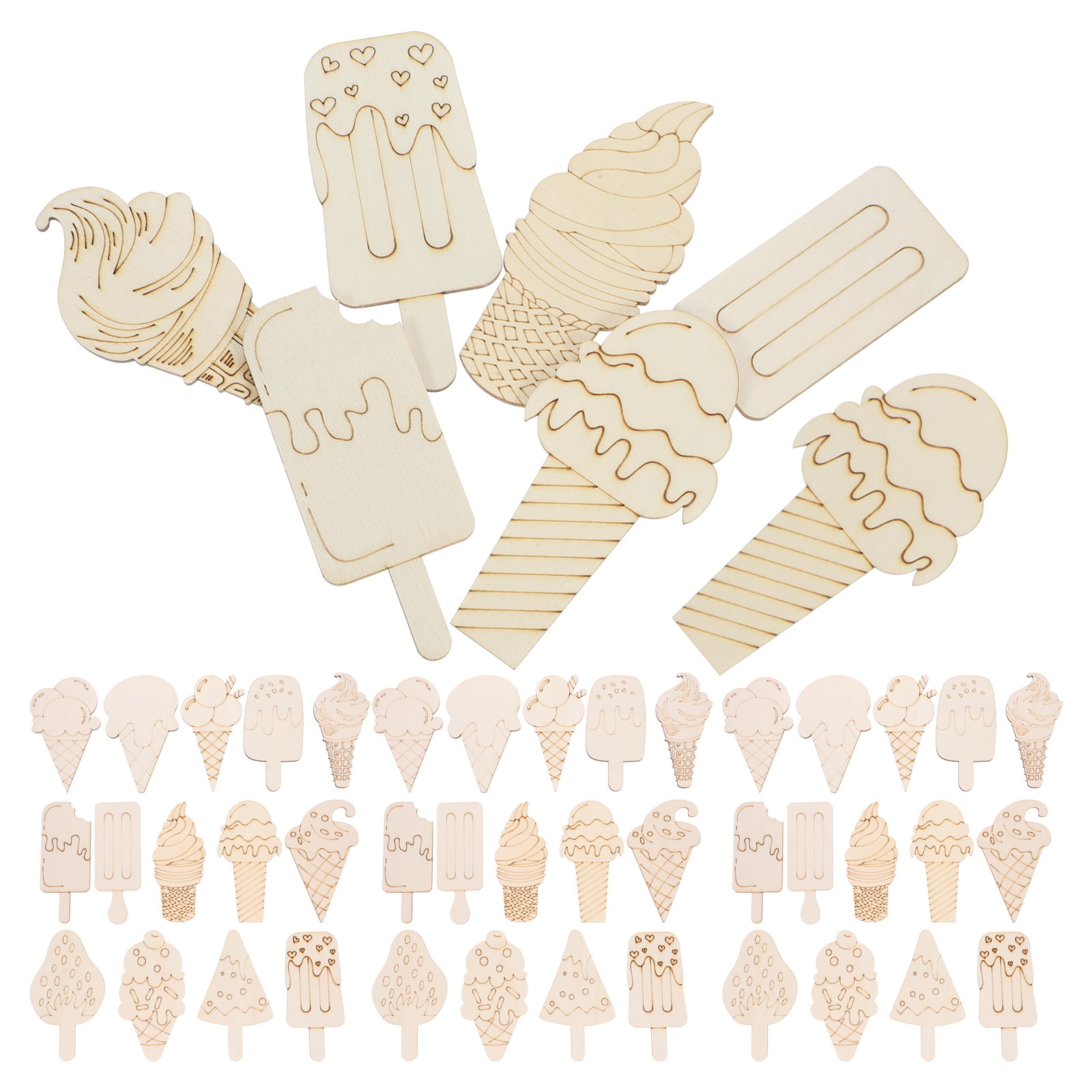 70Pcs Wooden Ice Cream Wooden  - Art Craft Ice Cream 评论和价格