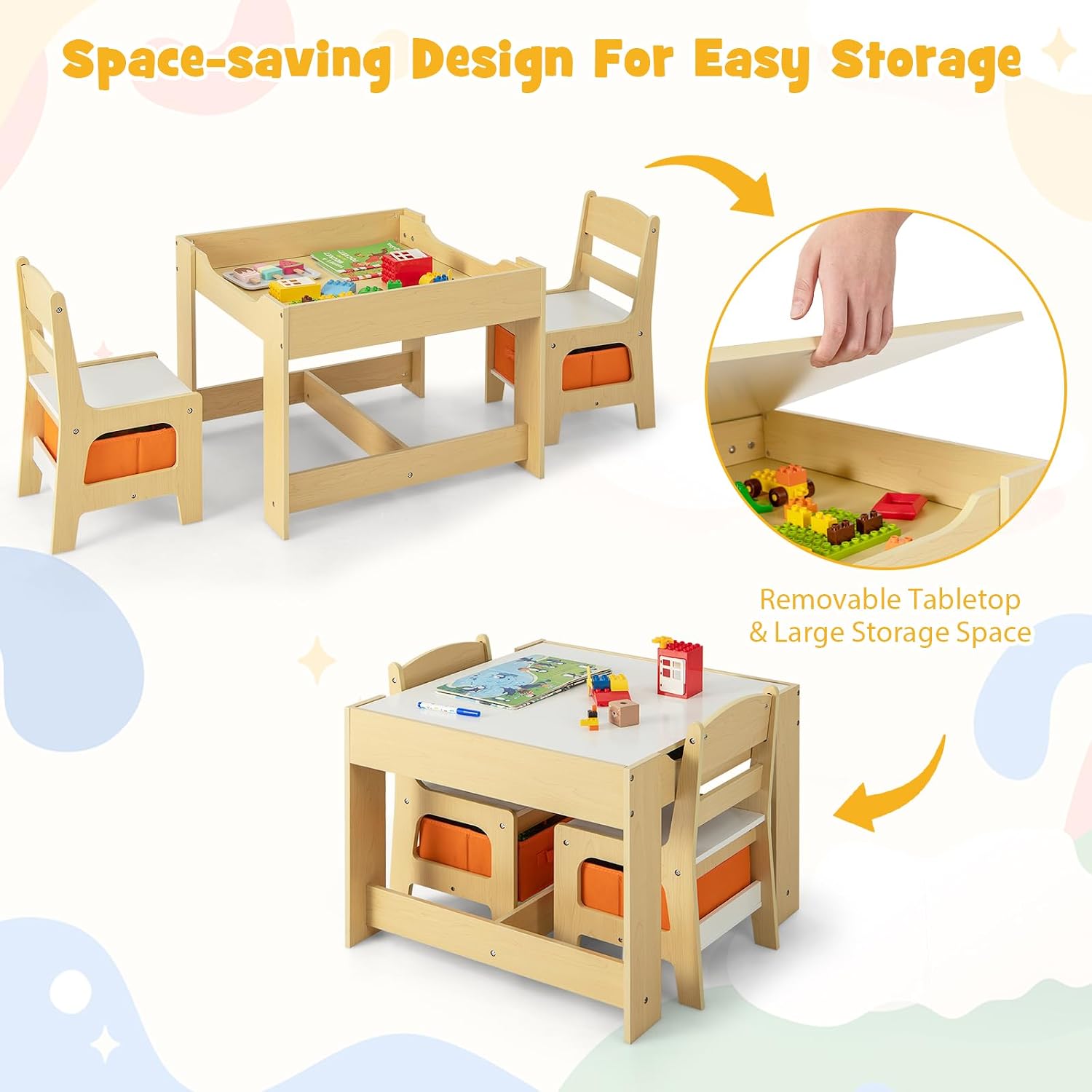 Kids Table and Chair Set, 3 in - Art Craft Toddlers 评论和价格