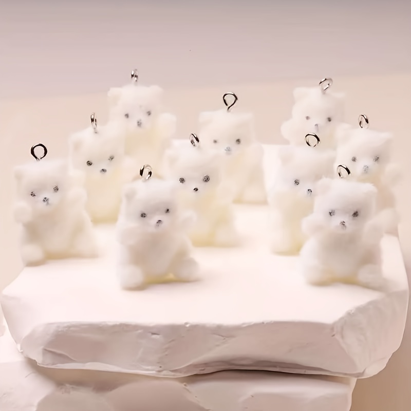 6Pcs Polar Bear Resin Charms C - Art Craft Accessories 评论和价格