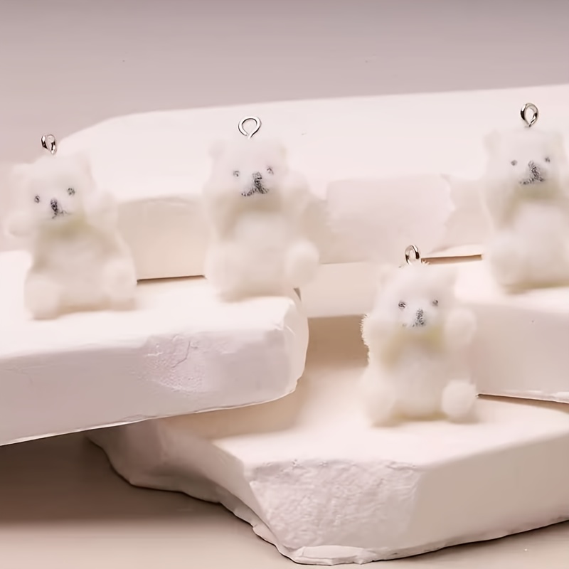 6Pcs Polar Bear Resin Charms C - Art Craft Accessories 评论和价格