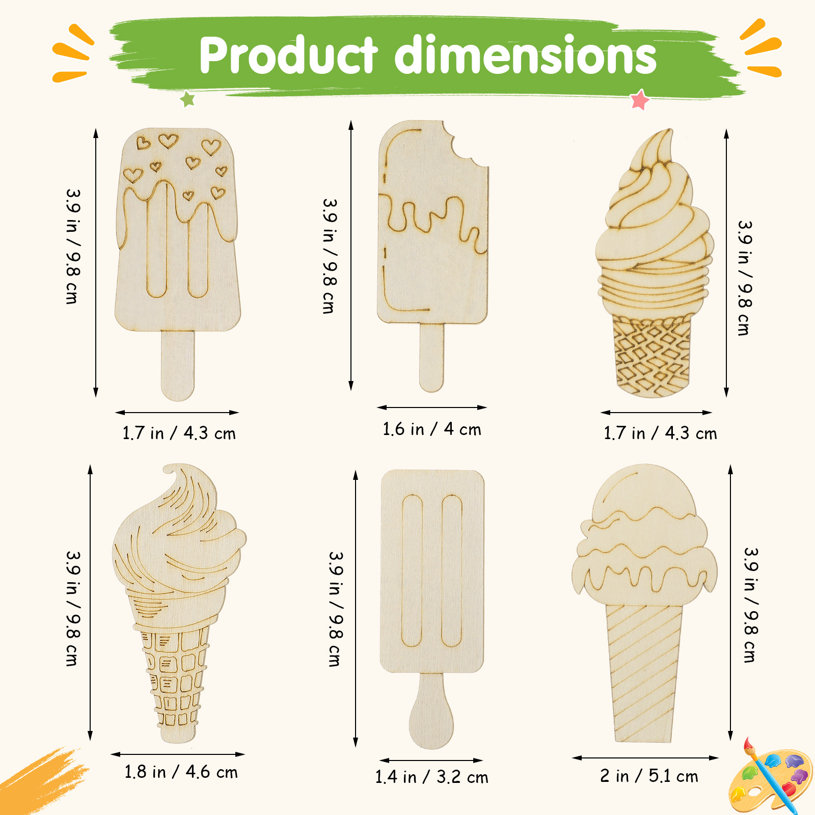 30Pcs Creative Wooden Ice Crea - Art Craft Ice Cream 评论和价格