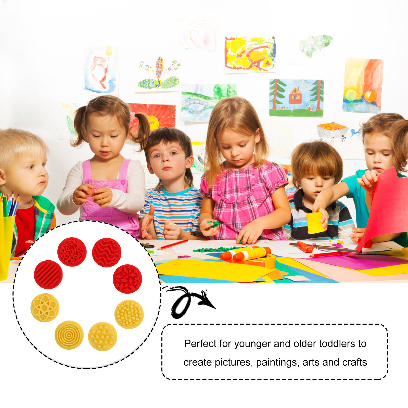 8Pcs Safe Stamps for Toddlers  - Art Craft Toddlers 评论和价格