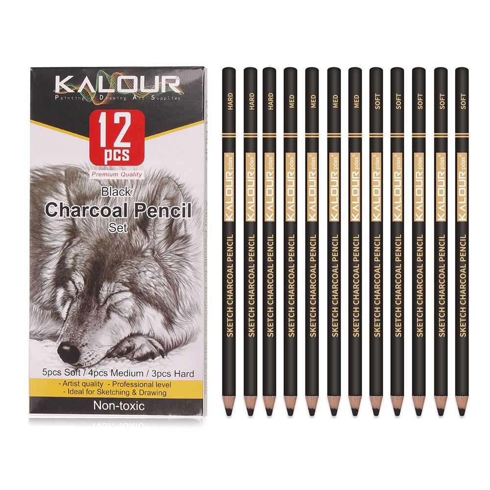 KALOUR Colored Charcoal Pencil - Chalk Pastel Set 评论和价格