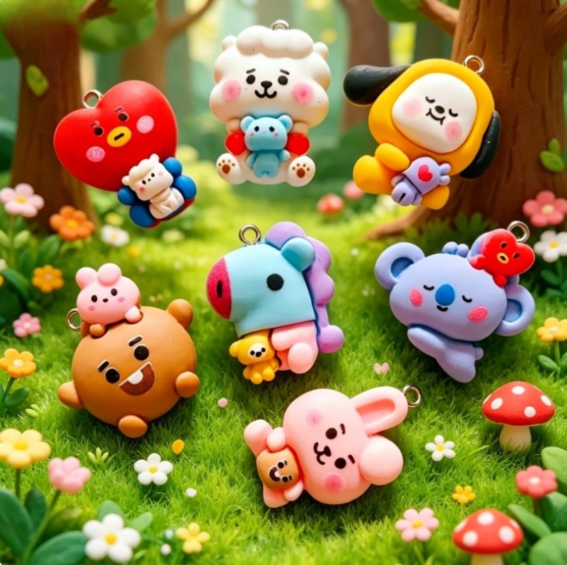 7pcs BT21 Resin Cartoon Charm  - Art Craft Making 评论和价格