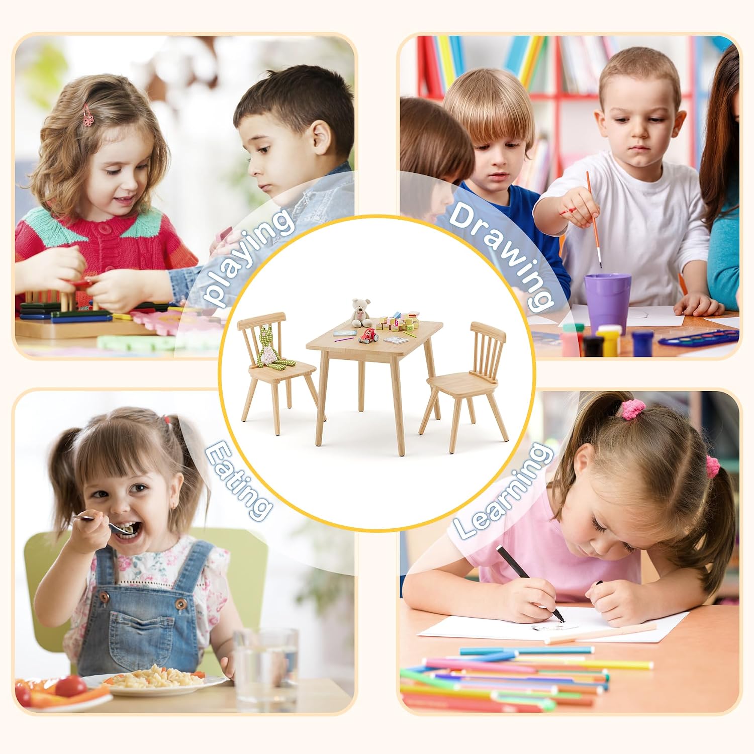 Kids Table & Chair Set Rubberw - Art Craft Toddlers 评论和价格