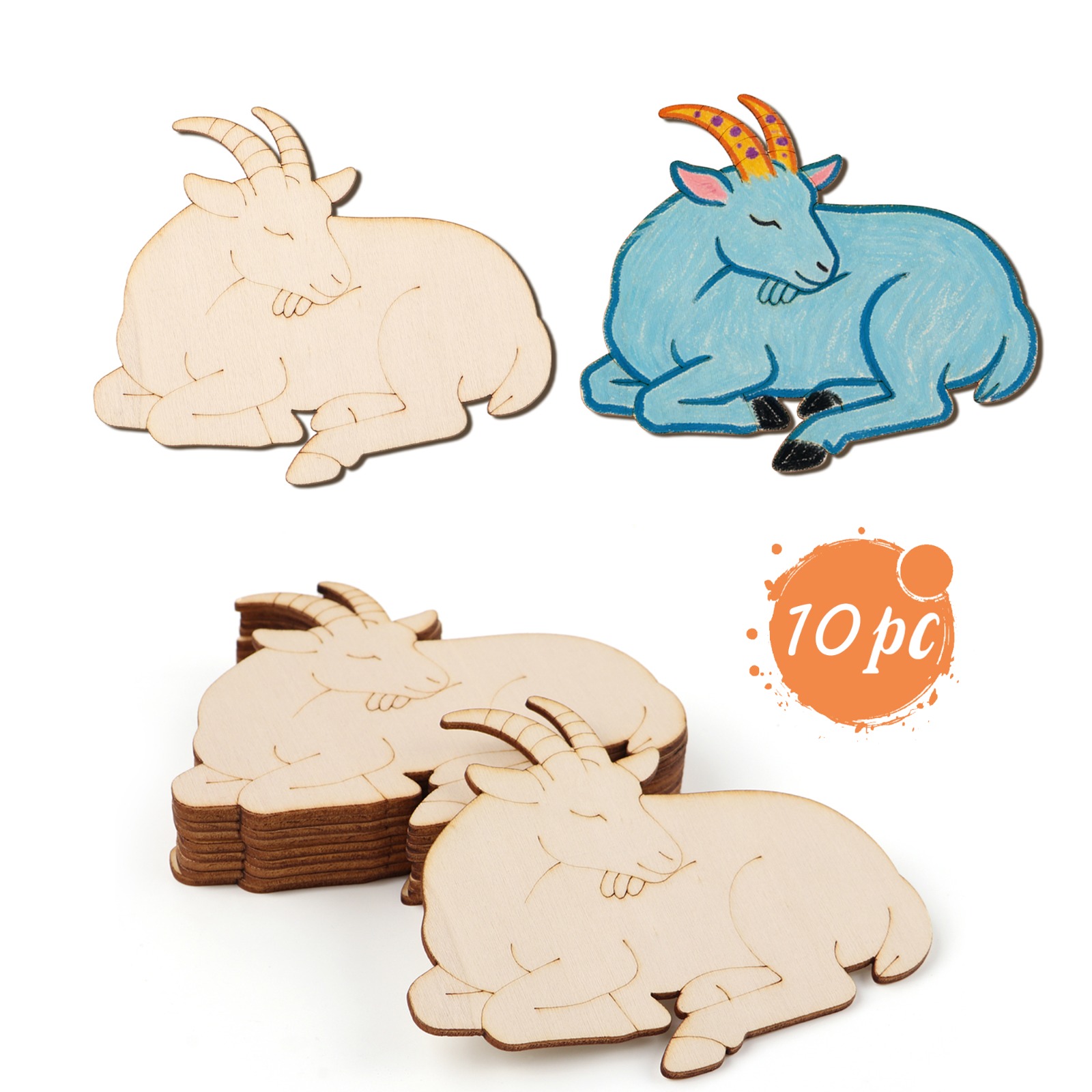 10pcs/set Unfinished Wood Shee - Art Craft Animals 评论和价格