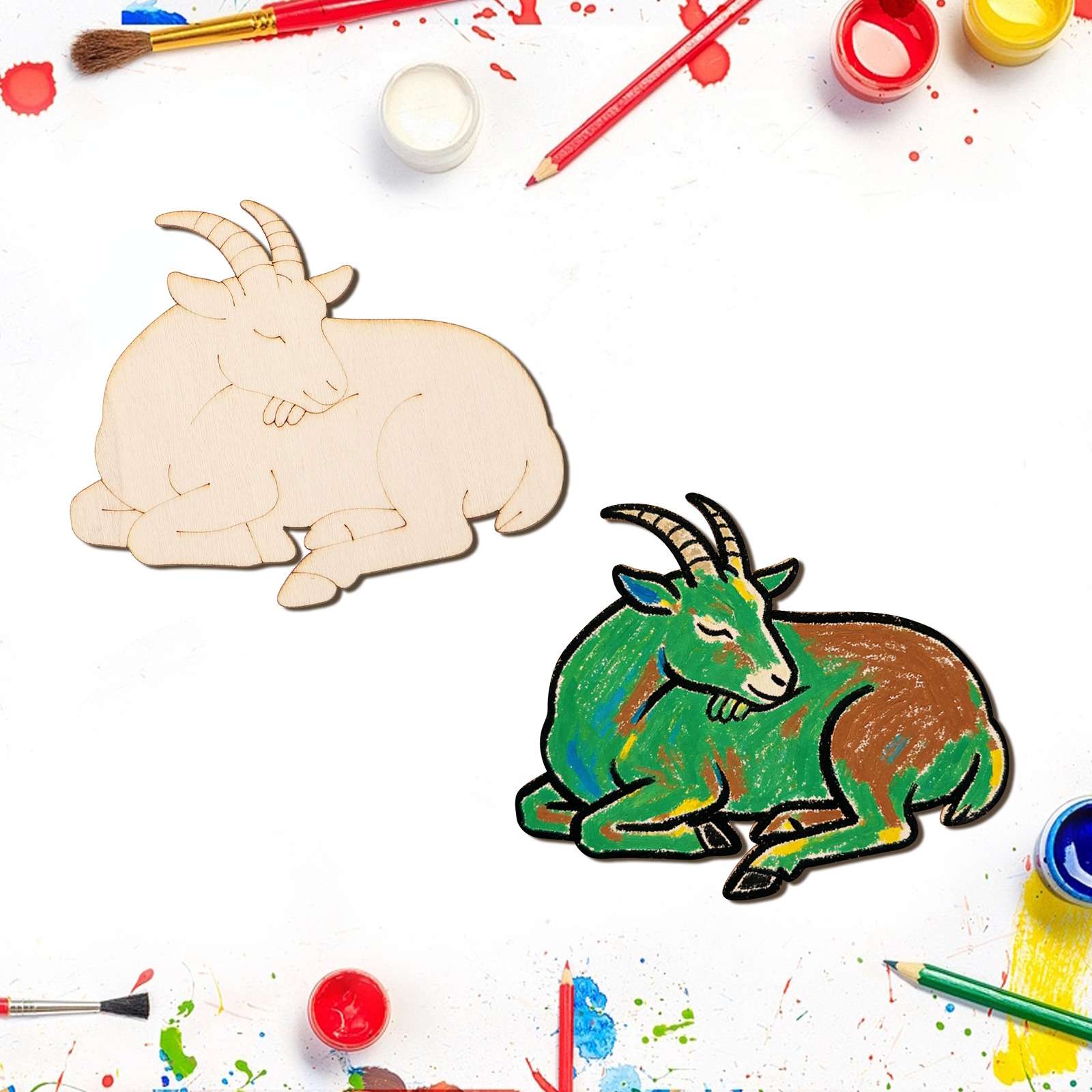 10pcs/set Unfinished Wood Shee - Art Craft Animals 评论和价格